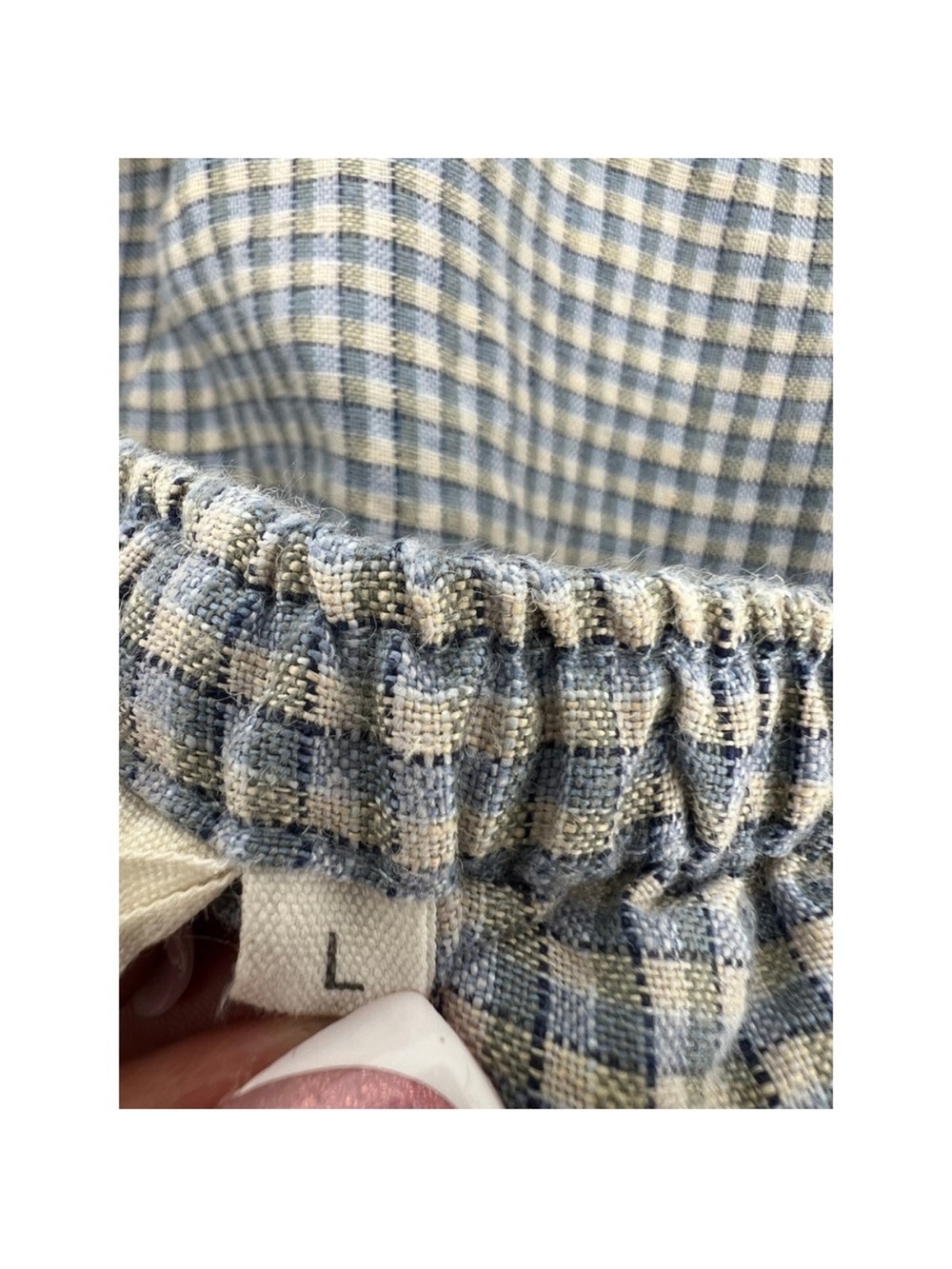 Deiji Studios Linen Ease Trouser in Field Check Large - Picture 6 of 15